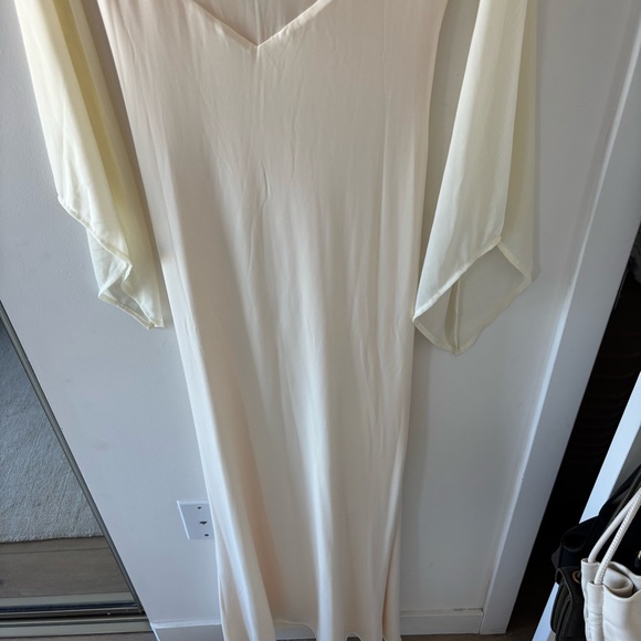 NWT Meshki Kaitlin One Shoulder Slinky And Mesh Maxi Dress - Ivory - Picture 9 of 10